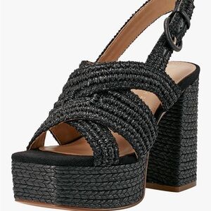 Marc Fisher Black Platform Block Heel Sandals